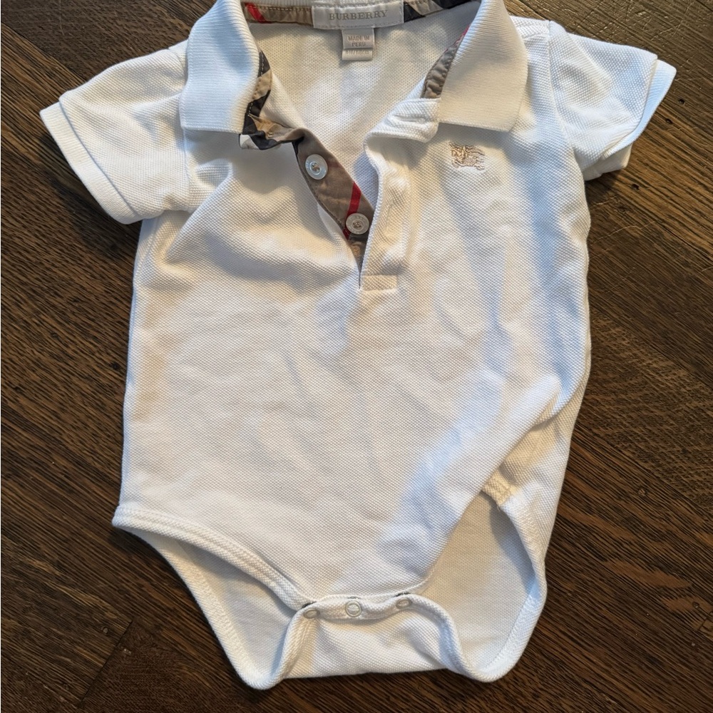 Burberry White Polo Baby Onesie EUC
